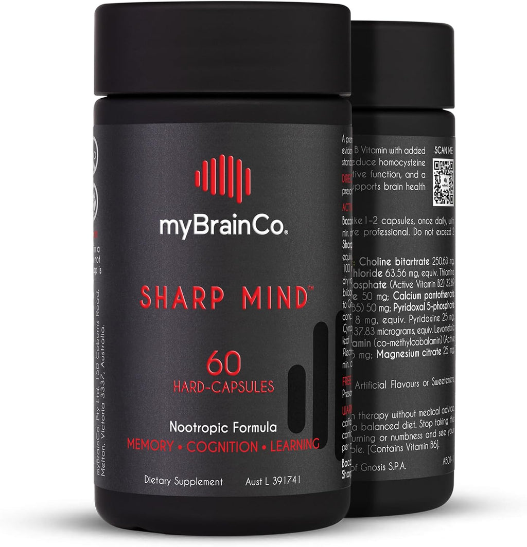 myBrainCo. Sharp Mind - Suplemento Nootrópico para Memoria y Concentración (60 Cápsulas)