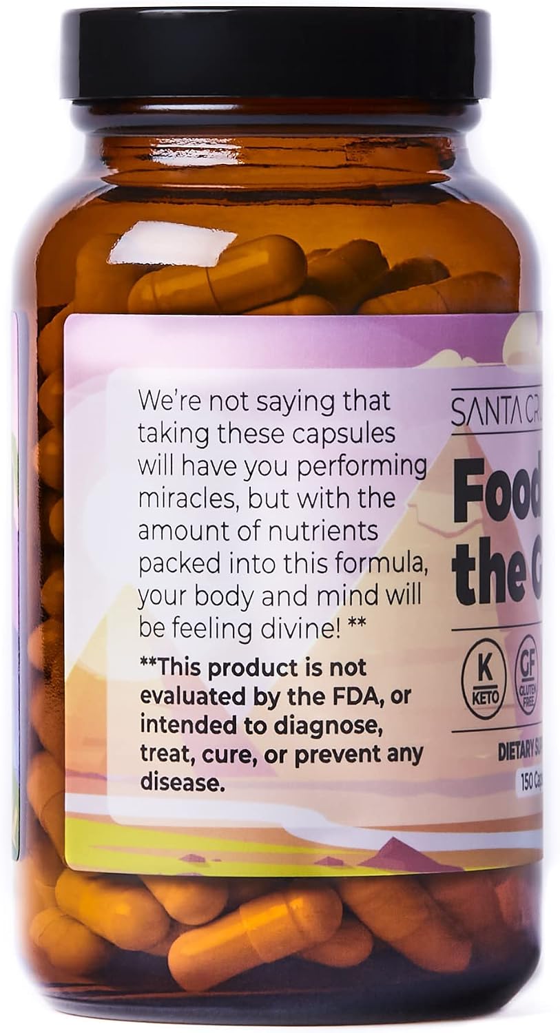 Santa Cruz Paleo, Food of the Gods Suplemento de Órganos de Vacuno Alimentado con Pasto para Hombres y Mujeres, con Colágeno, Maca, Colostro, Caldo de Huesos, Hierro, Vitamina B12, Sin Gluten, Keto, 30 Dosis