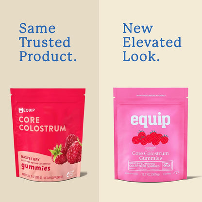 Equip Foods Core Bovine Colostrum Gummies - 60 Gominolas de Calostro Bovino, 1g por Ración, Sabor Frambuesa – Image 2