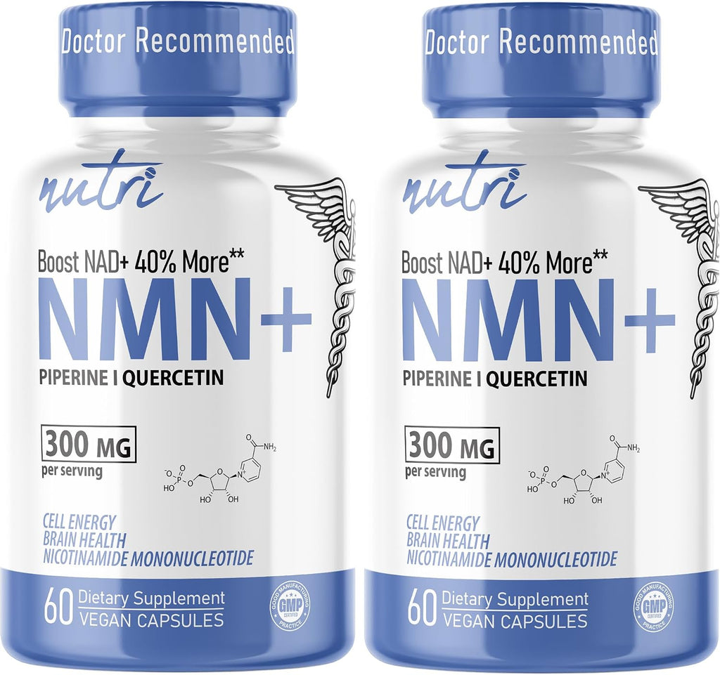 Nutri NMN Suplemento 300mg con Quercetina Phytosome y Pimienta Negra - 120 Cápsulas (2 Paquetes)