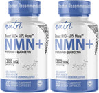 Nutri NMN Suplemento 300mg con Quercetina Phytosome y Pimienta Negra - 120 Cápsulas (2 Paquetes)
