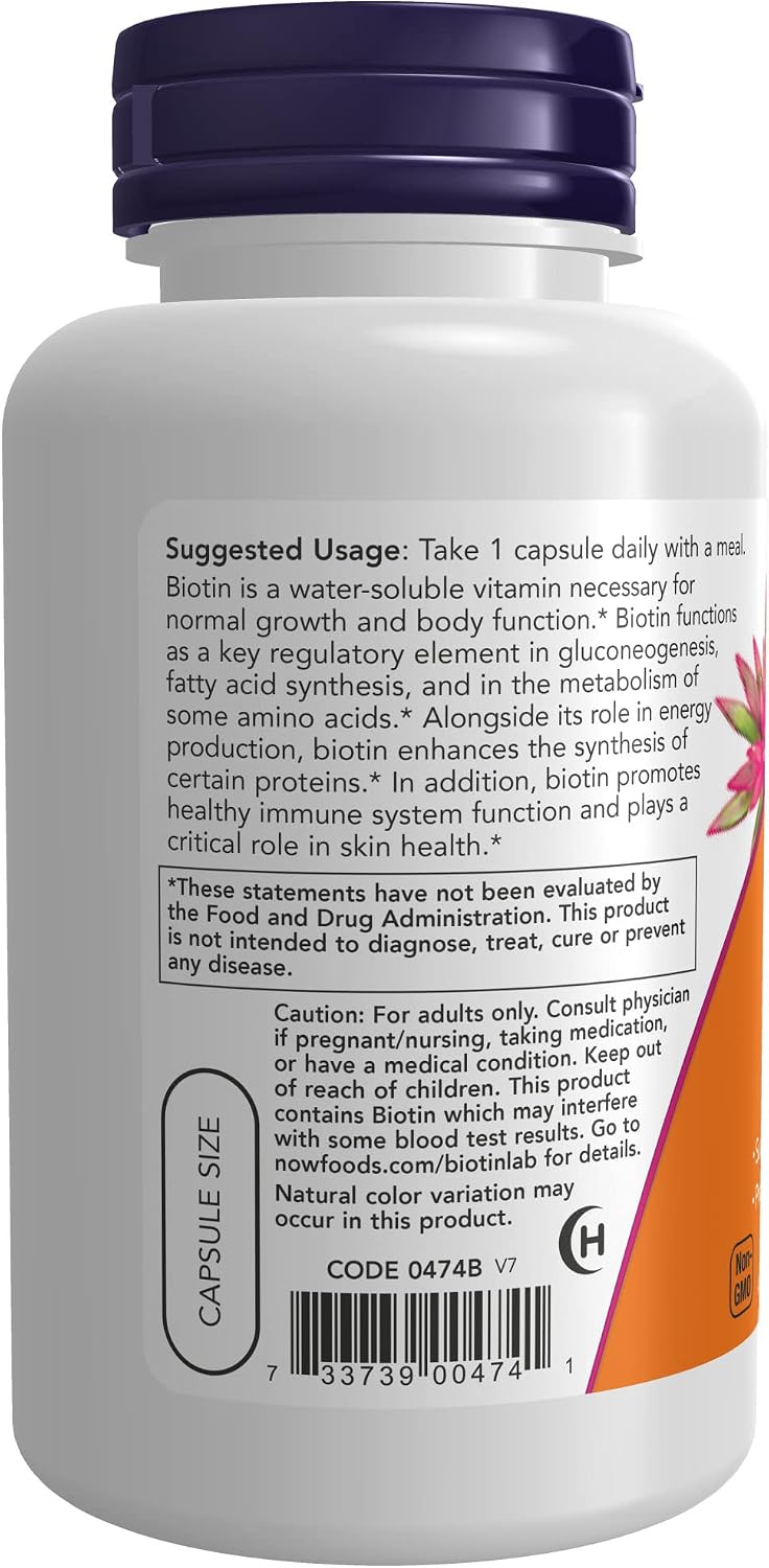NOW Foods Biotina 5000 mcg, 120 Cápsulas