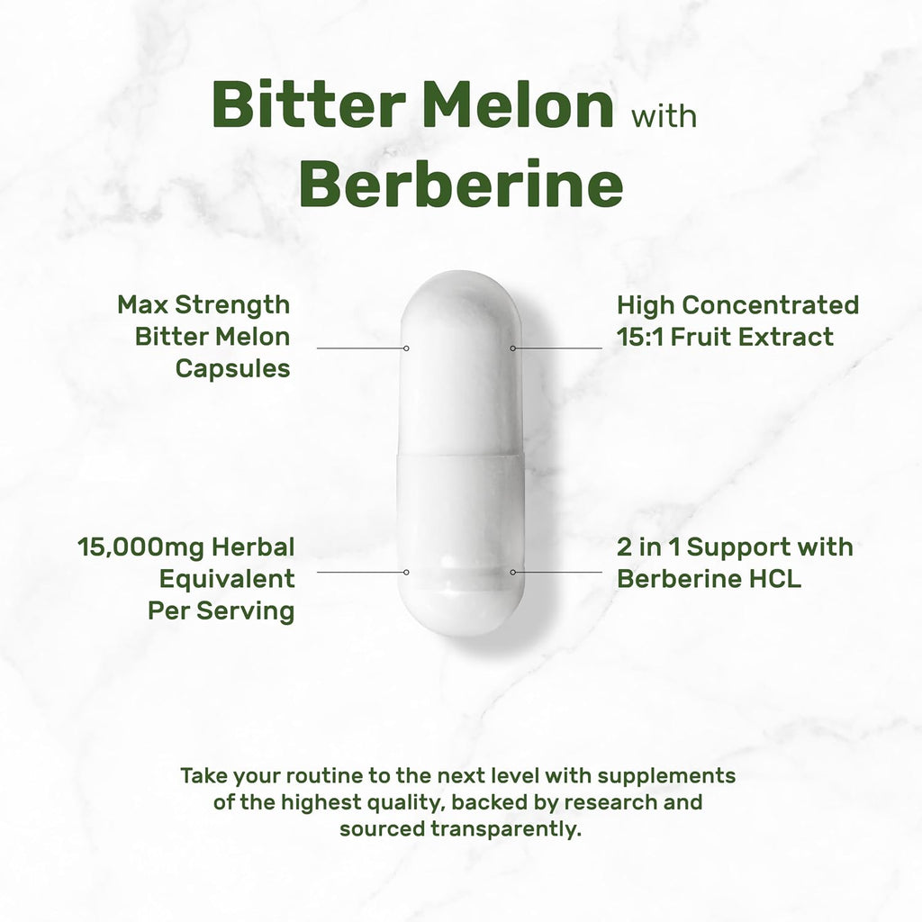 DEAL SUPPLEMENT Melón Amargo con Berberina, 300 Cápsulas - Extracto 15:1 y Berberina HCL, No Transgénico