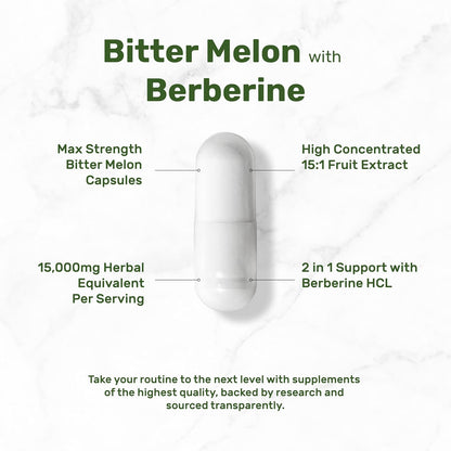 DEAL SUPPLEMENT Melón Amargo con Berberina, 300 Cápsulas - Extracto 15:1 y Berberina HCL, No Transgénico – Image 3
