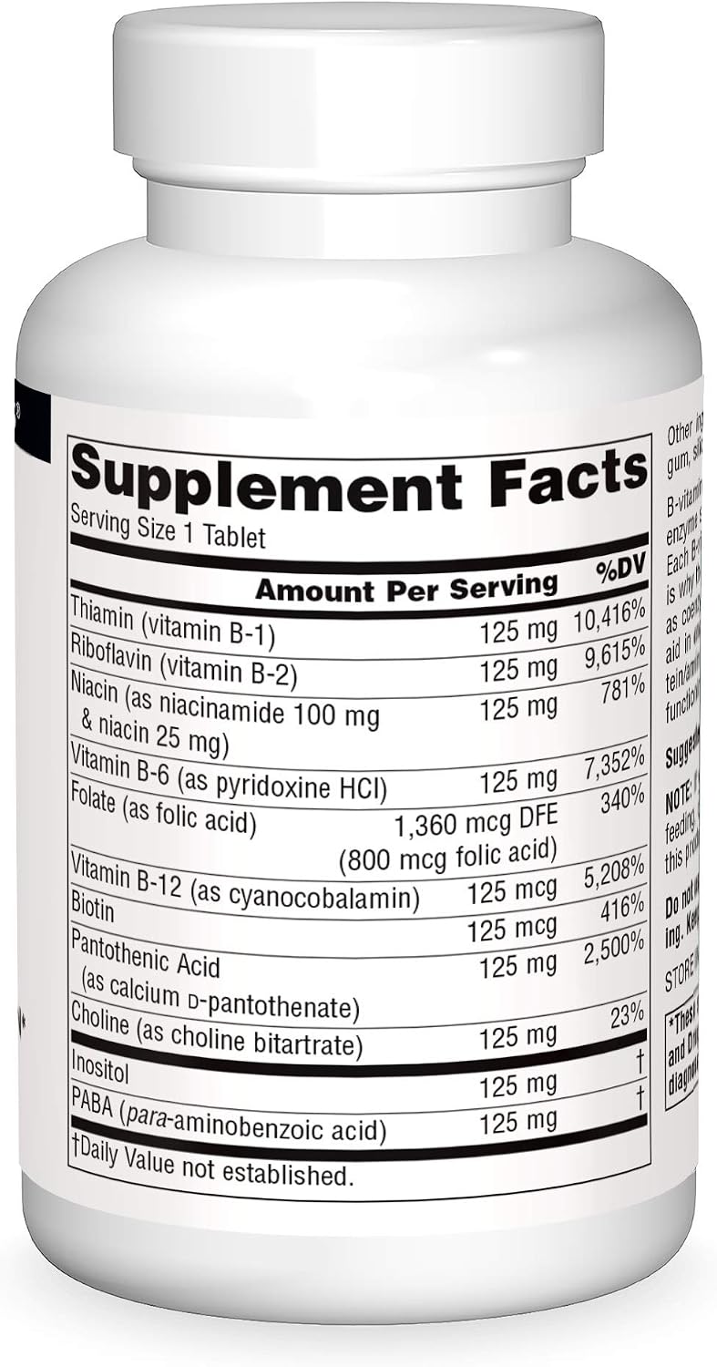 Source Naturals B-125, 125 mg B-Vitamins for Energy Production Support - 60 Tablets