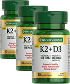 Nature's Bounty Vitamina D3 + K2, 4000 UI D3 + 100 mcg K2, 30 Cápsulas Vegetales
