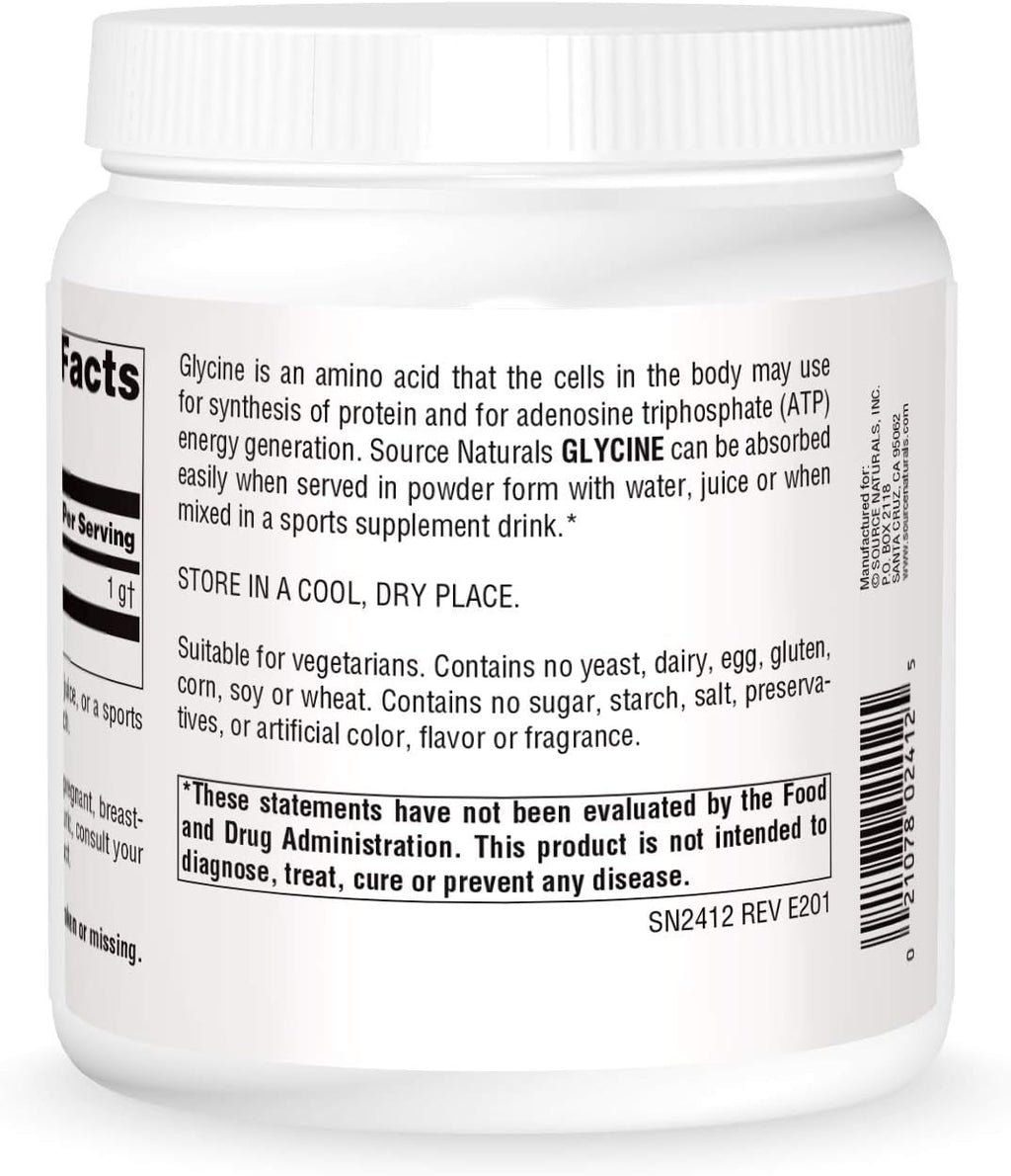 Glicina en polvo Source Naturals, 454 g