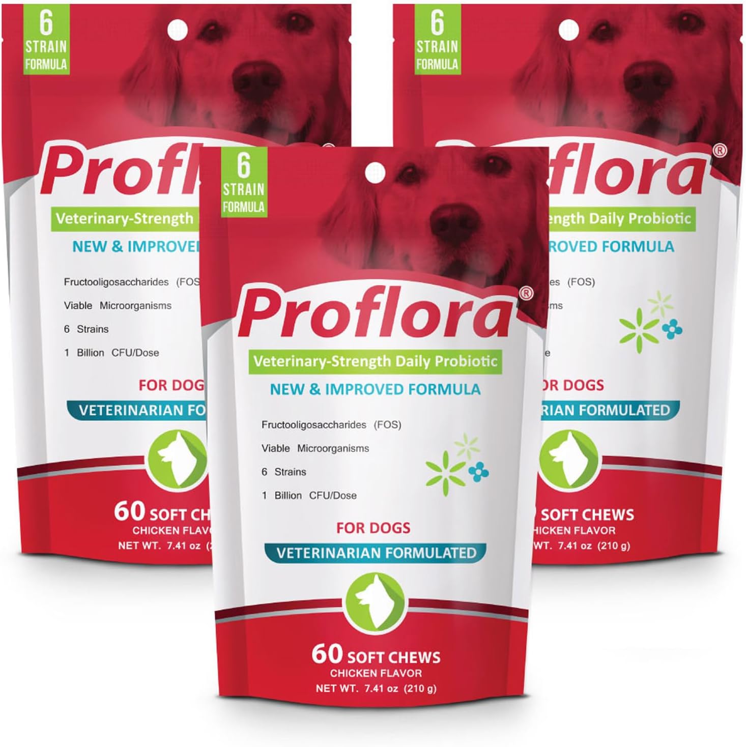Proflora Masticables Blandos Probióticos para Perros - Probióticos para Perros - Salud Digestiva e Inmunitaria - 180 Masticables Blandos