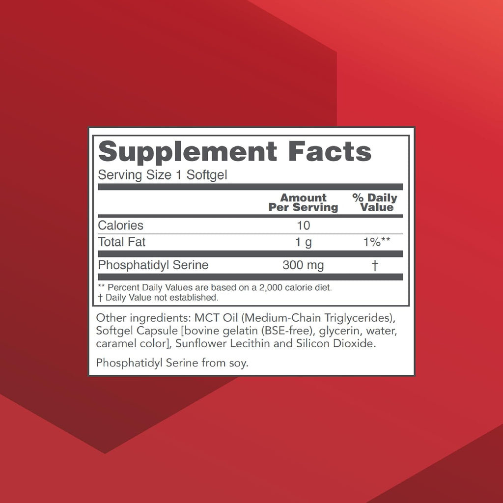 Fosfatidilserina 300mg - Complemento para la Memoria y Función Cognitiva - 50 Cápsulas Blandas