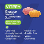 Viteey Gomitas de Glucosa - 4g de Carbohidratos, 60 Unidades - Alternativa Rápida a Comprimidos de Glucosa - Vegano, Sin Gluten