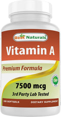 Best Naturals Vitamina A 25000 UI (7500 mcg) – 180 Cápsulas Blandas