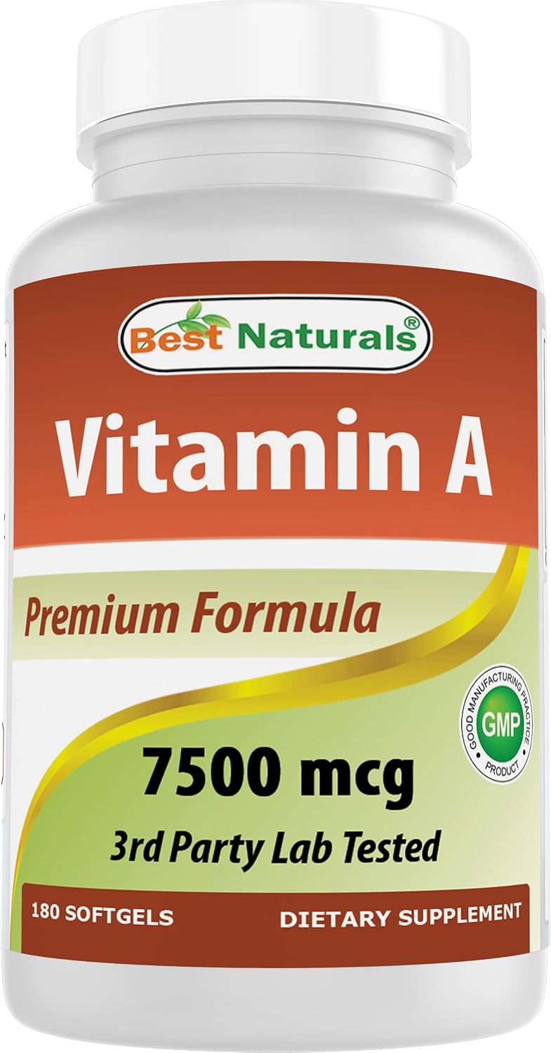 Best Naturals Vitamina A 25000 UI (7500 mcg) – 180 Cápsulas Blandas