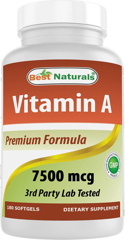 Best Naturals Vitamina A 25000 UI (7500 mcg) – 180 Cápsulas Blandas – Image 1
