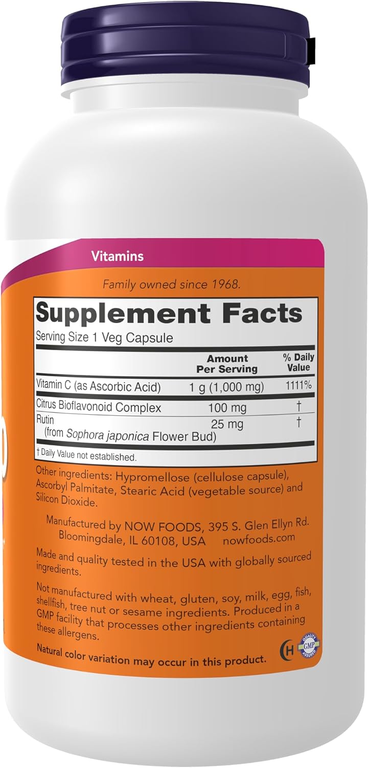 Vitamina C-1000 con Bioflavonoides - 250 Cápsulas Vegetales - NOW Foods