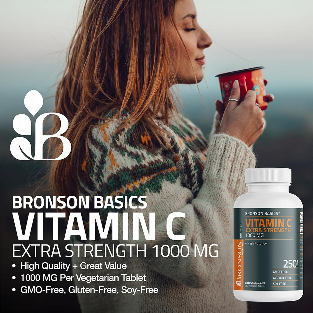 Bronson Vitamina C 1000 mg Extra Strength - 100 Comprimidos Vegetarianos