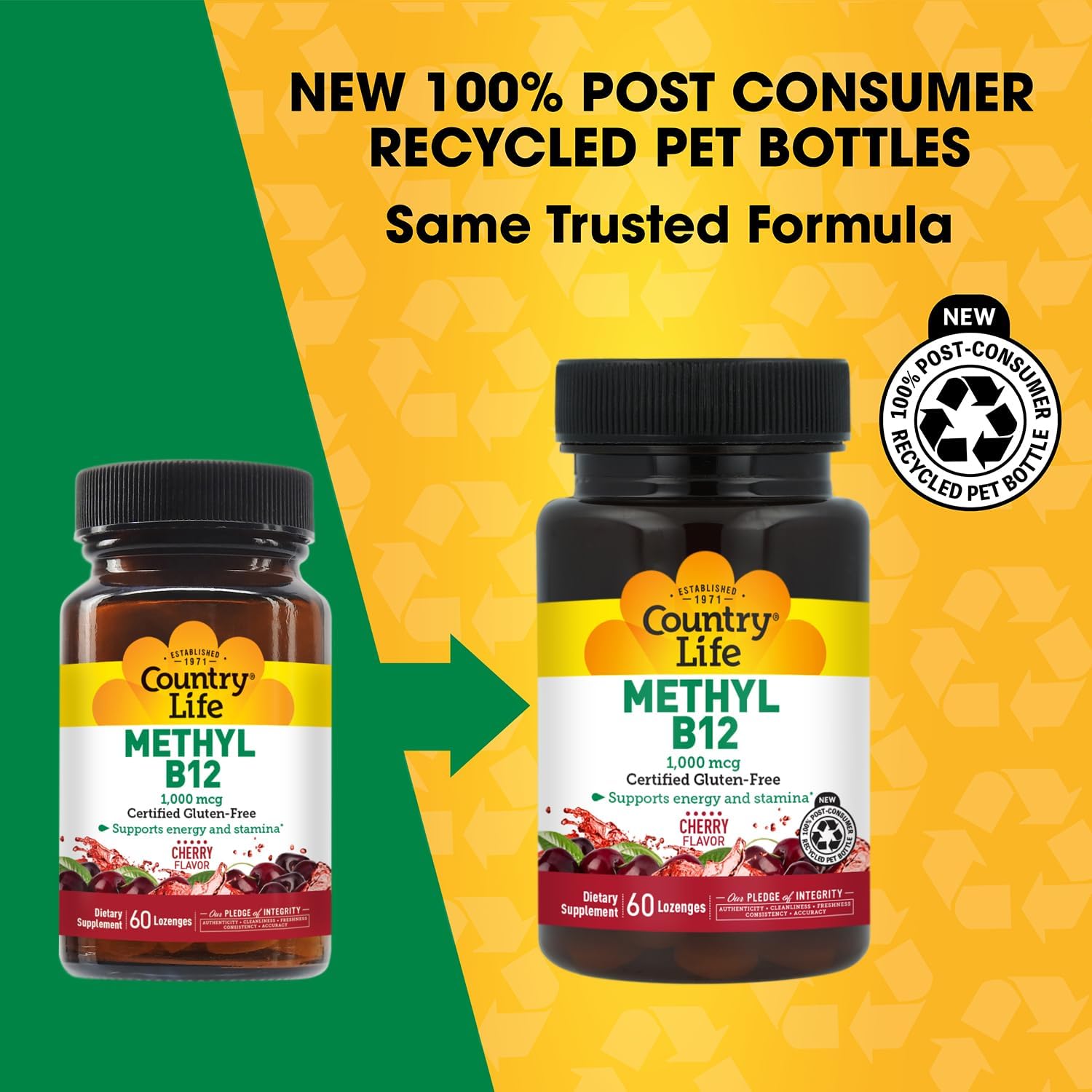 Country Life Methyl B12, Supports Energy and Vitality, 1000mcg, 60 Tablets, Certified Gluten-Free and Vegan