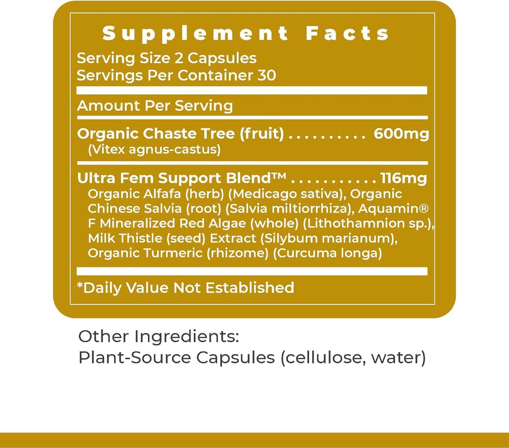 Premier Research Labs Fem Balance FX - Suplemento Dietético con Extracto Orgánico de Baya de Saúco, Cardo Mariano y Cúrcuma - 60 Cápsulas Vegetarianas