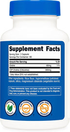Nutricost CDP Colina (Citicolina) 300mg, 60 Cápsulas Vegetarianas