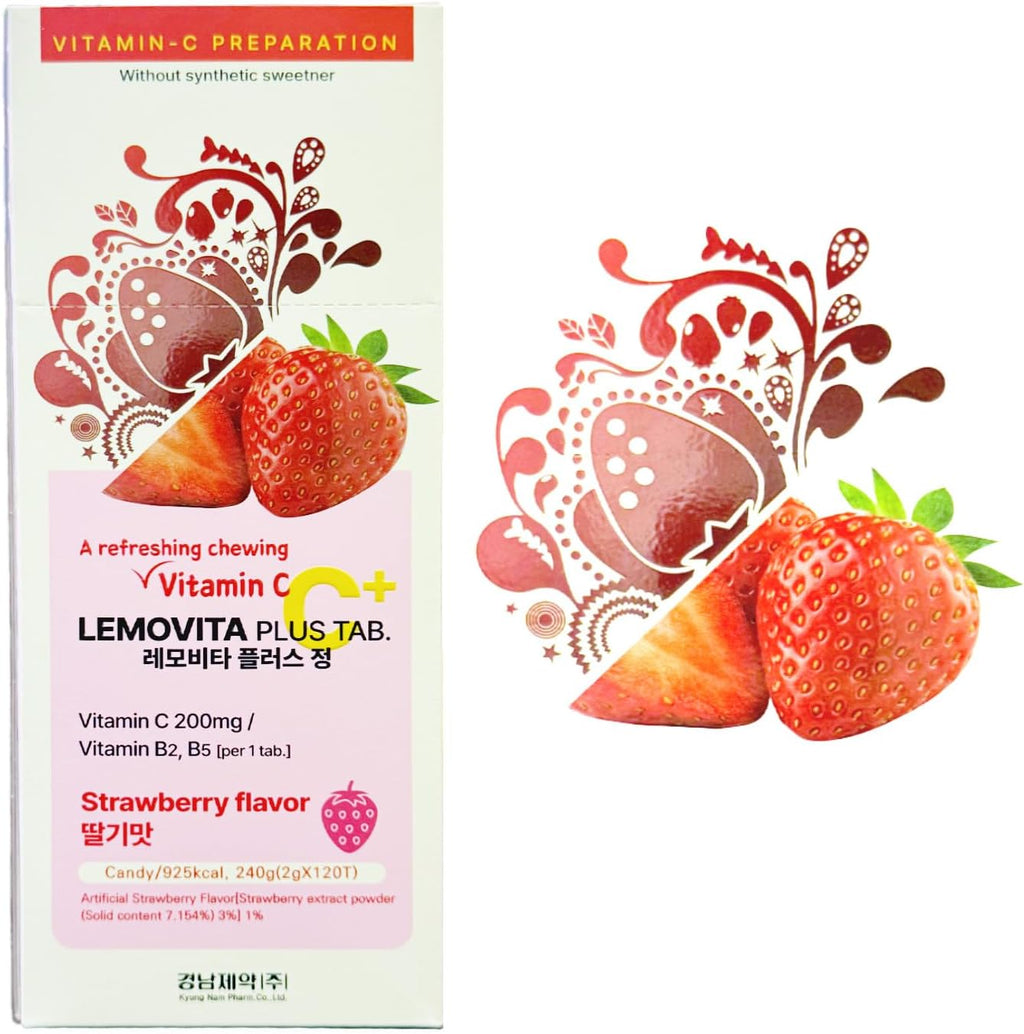 LemoVita C Plus Comprimidos masticables sabor fresa, 120 comprimidos (Paquete de 2)