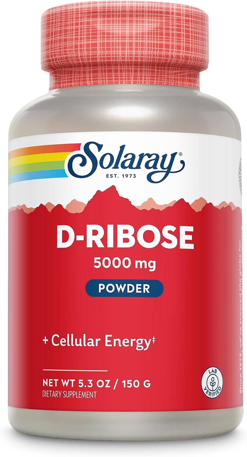SOLARAY D-Ribosa en Polvo 5000 mg - 150 g - Apoyo a la Energía Celular y Cardíaca