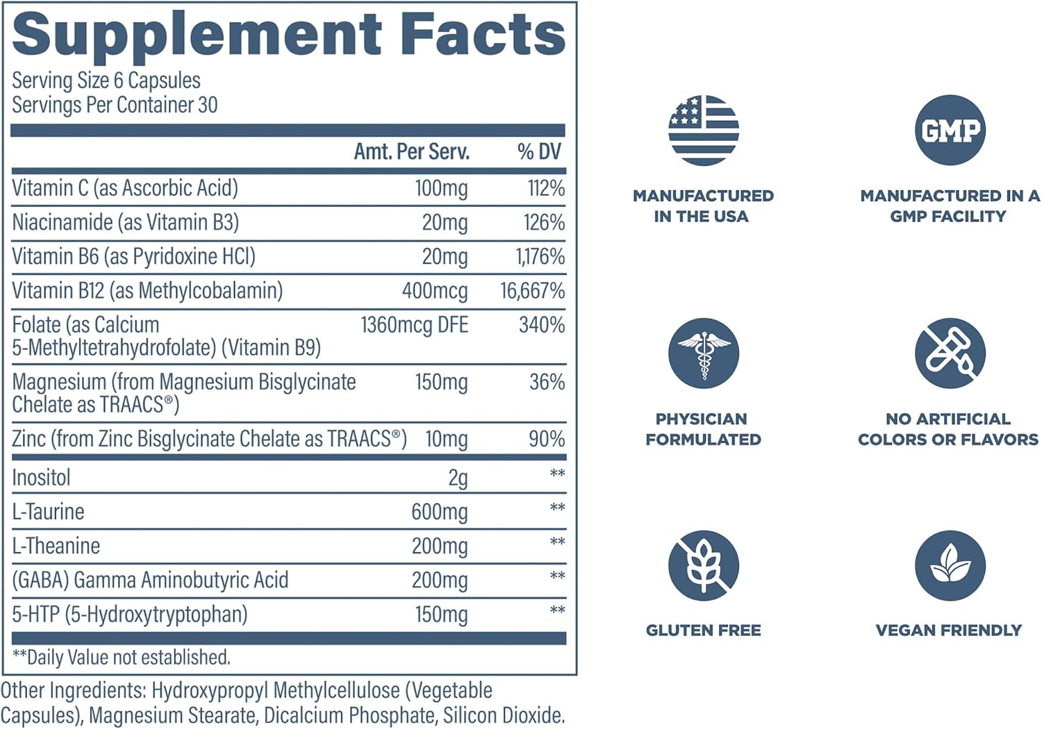Revive MD Calm – Suplemento para el Bienestar Emocional con L-Teanina, GABA y 5-HTP (180 Cápsulas)