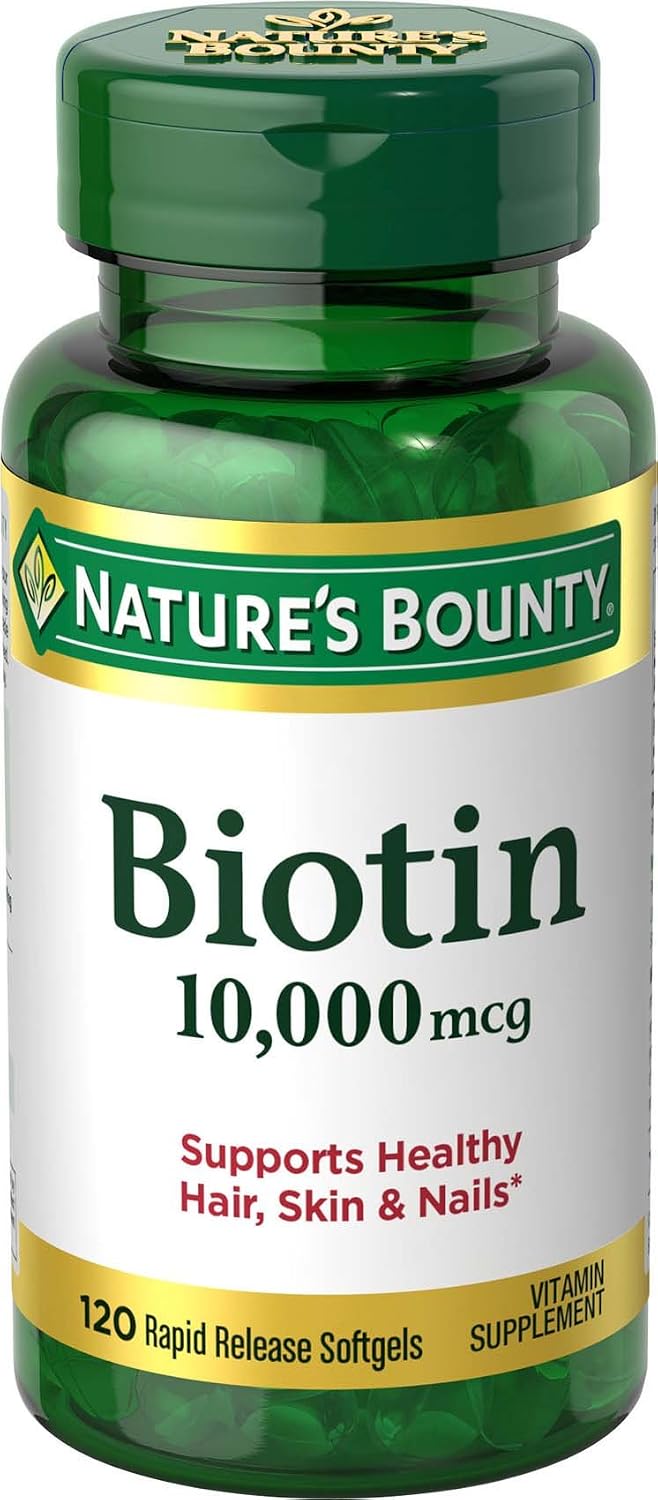 Nature's Bounty Biotina 10.000 mcg, 120 Cápsulas Blandas de Liberación Rápida (Paquete de 10)