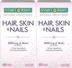 Nature's Bounty Optimal Solutions Hair, Skin & Nails Fórmula, 120 Comprimidos Recubiertos (2 x 60)