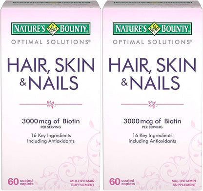 Nature's Bounty Optimal Solutions Hair, Skin – Biotina : contribuye al mantenimiento del cabello y la piel en – Image 1