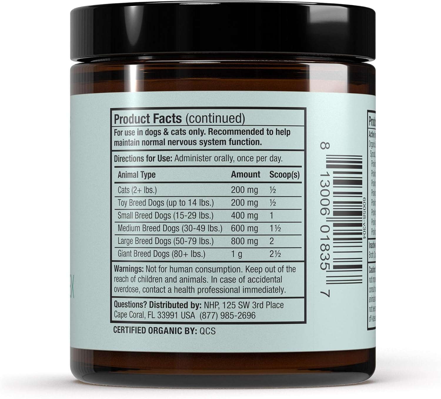 Bark & Whiskers Complejo de Vitamina B Orgánico - Apoyo Energético y Nervioso para Perros y Gatos - 0.85 oz (24 g)