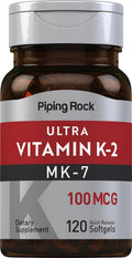 Piping Rock Ultra K2 con MK-7 100 mcg, 120 Cápsulas Blandas