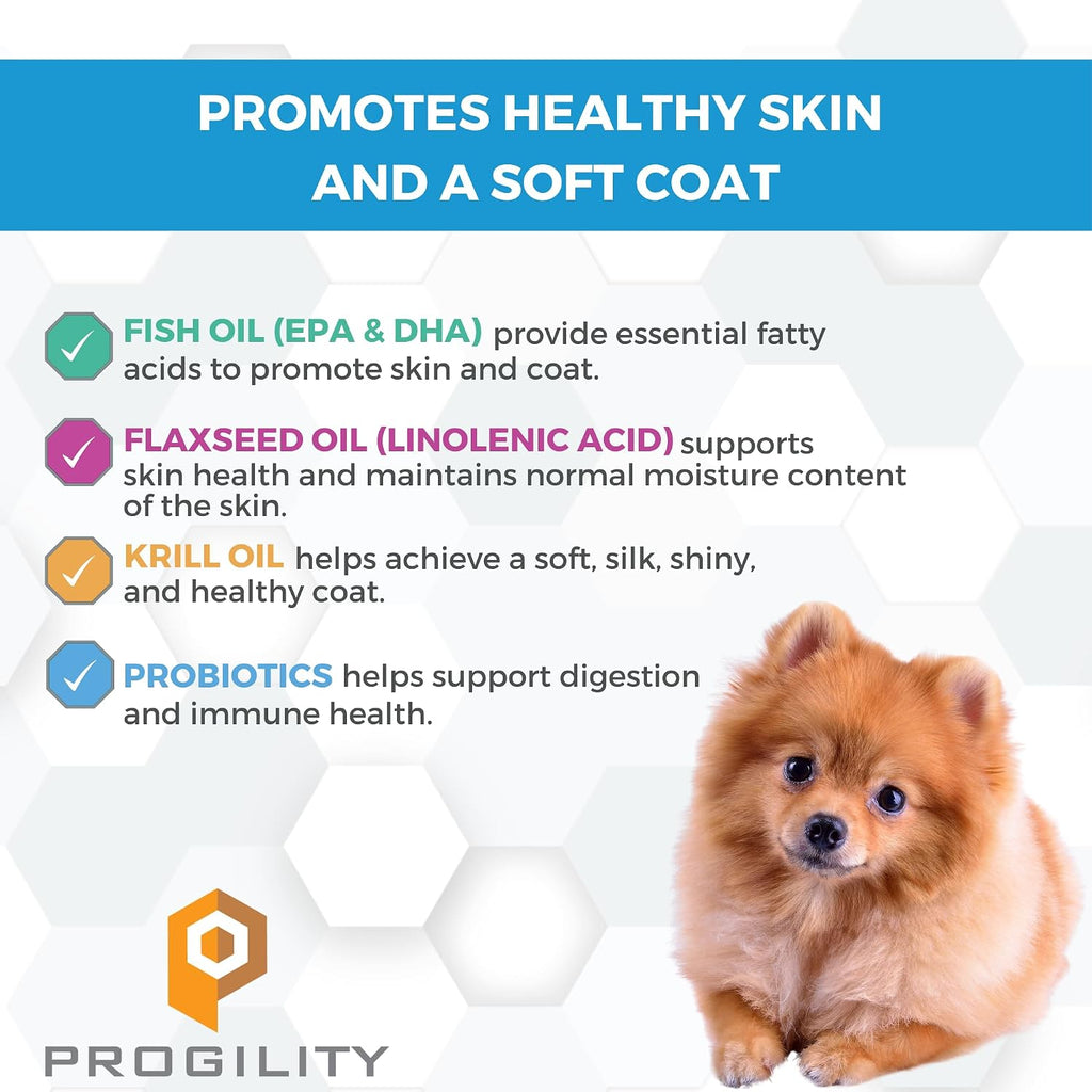 Nootie Progility Mini Suplemento de Aceite de Pescado para Perros Pequeños - Apoya Piel y Pelaje, 60 Chews Blandos