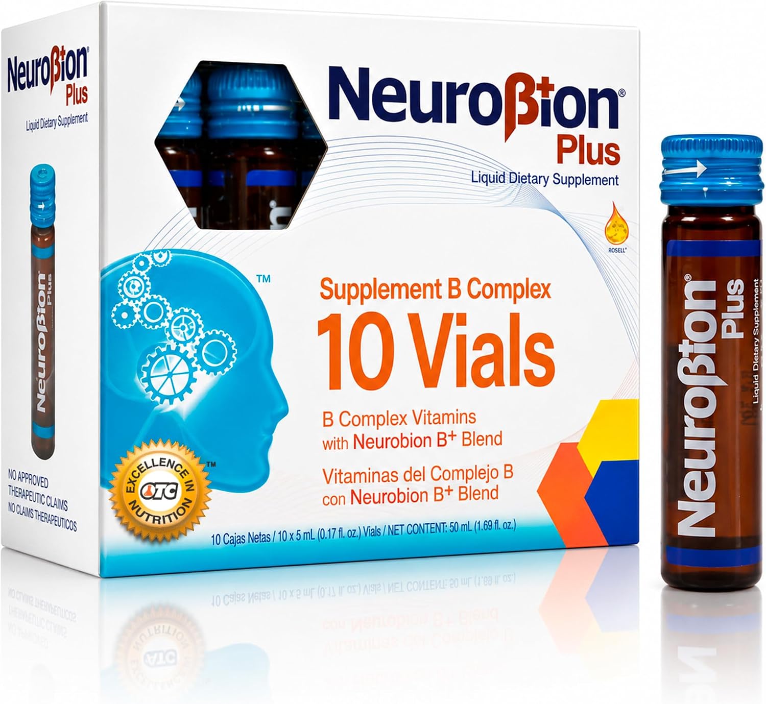 Neurobion Plus B Complex Liquid - Food Supplement with Vitamins B1, B6 and B12 - Oral Vials for Energy and Nervous System Support - 10 Vials