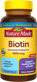 Nature Made Biotina de Máxima Potencia 5000 mcg Cápsulas Blandas - 120 Cápsulas