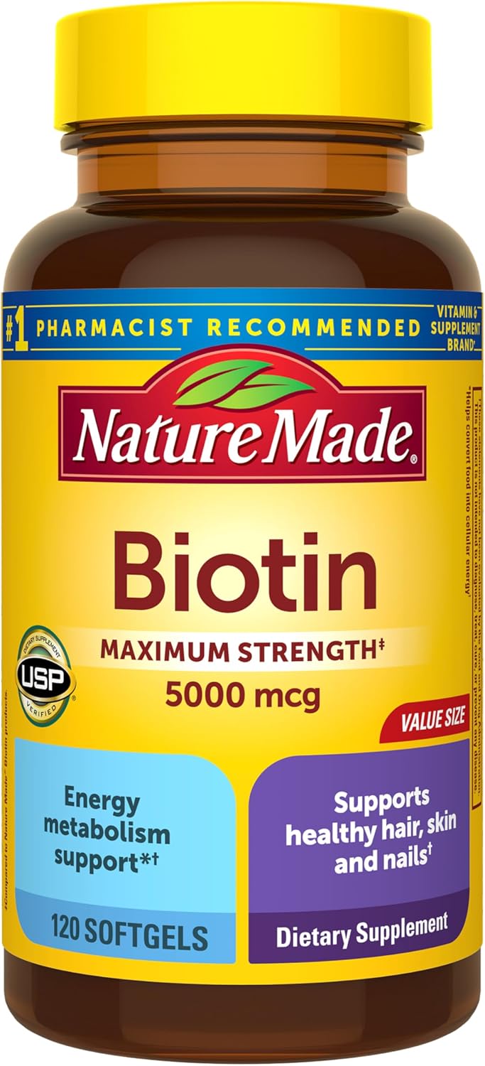 Nature Made Biotin 5000 mcg Liquid Softgels (150 Count)