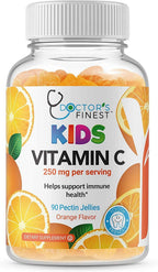 Doctors Finest Gomitas de Vitamina C para Niños – Veganas, Sin OGM y Sin Gluten – Sabor Naranja – 90 Gomitas (45 Dosis)