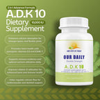 Daily Vites ADK10, Suplemento de Vitaminas A, D3 y K2-MK7, 180 Cápsulas (2 Envases de 90)