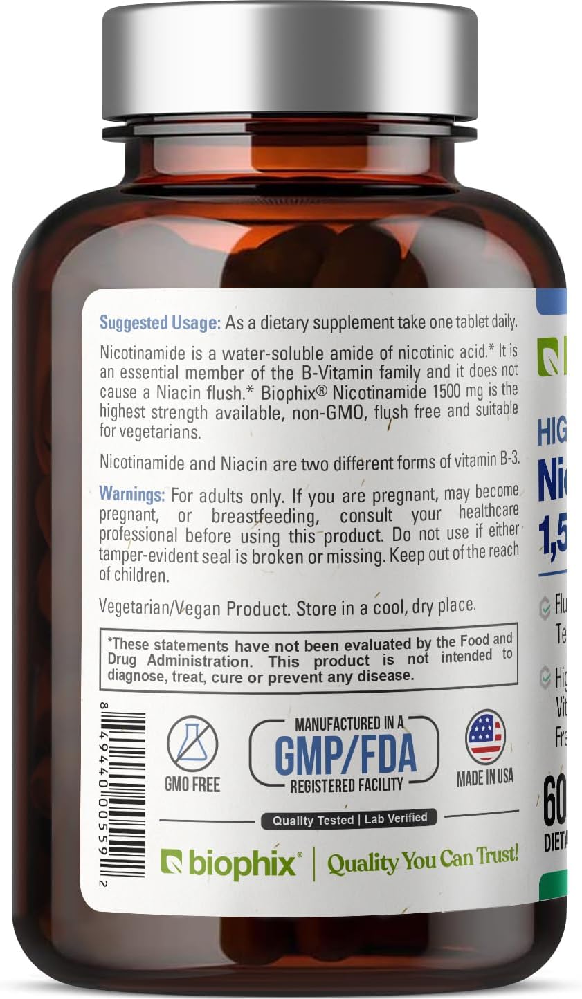 biophix B-3 Nicotinamida 1500 mg 60 Comprimidos - Fórmula Sin Flush