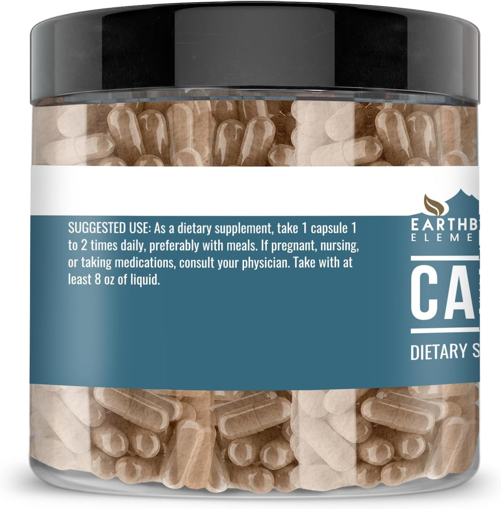 Earthborn Elements Cacao en Cápsulas (200 Cápsulas), Puro y Sin Diluir, Sin Aditivos