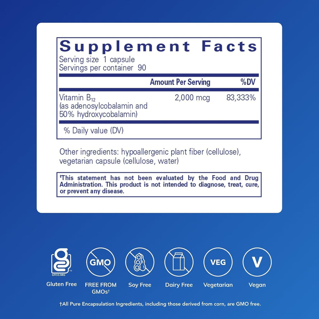 Pure Encapsulations Adenosyl/Hydroxy B12 - Suplemento de vitamina B12 de alta potencia - 90 cápsulas