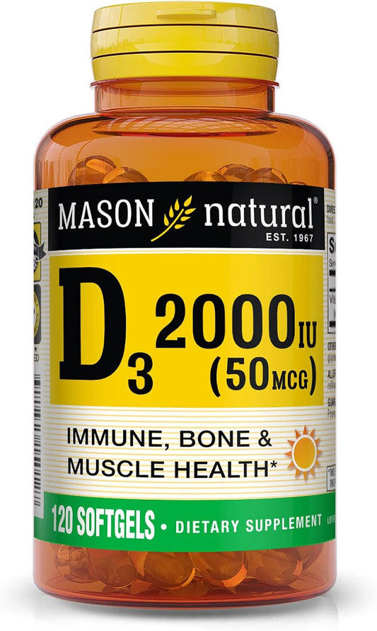 Mason Natural Vitamina D3 2.000 UI Ultra Strength, 120 Cápsulas Blandas