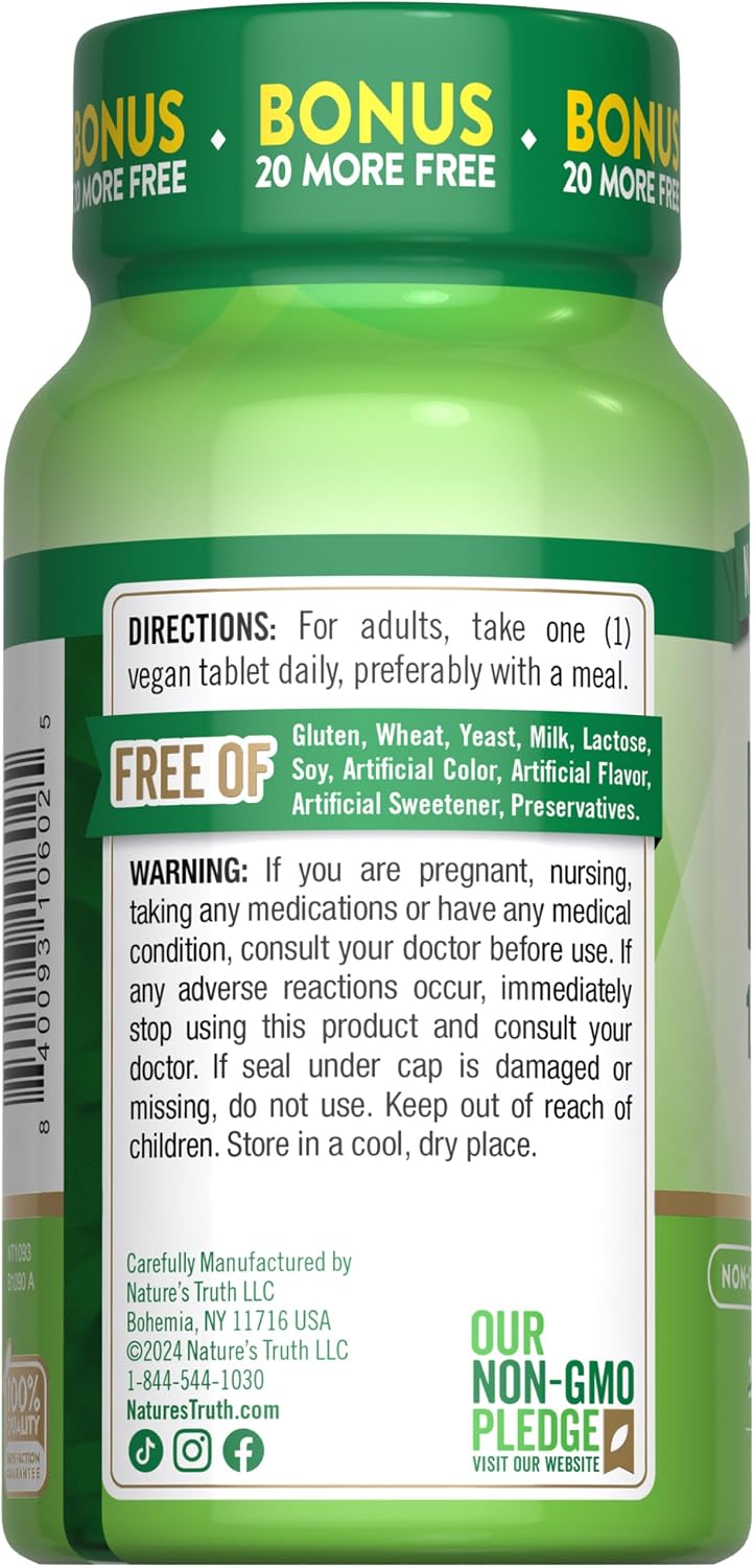 Vitamina B12 1000 mcg – 220 Comprimidos Veganos – Nature's Truth