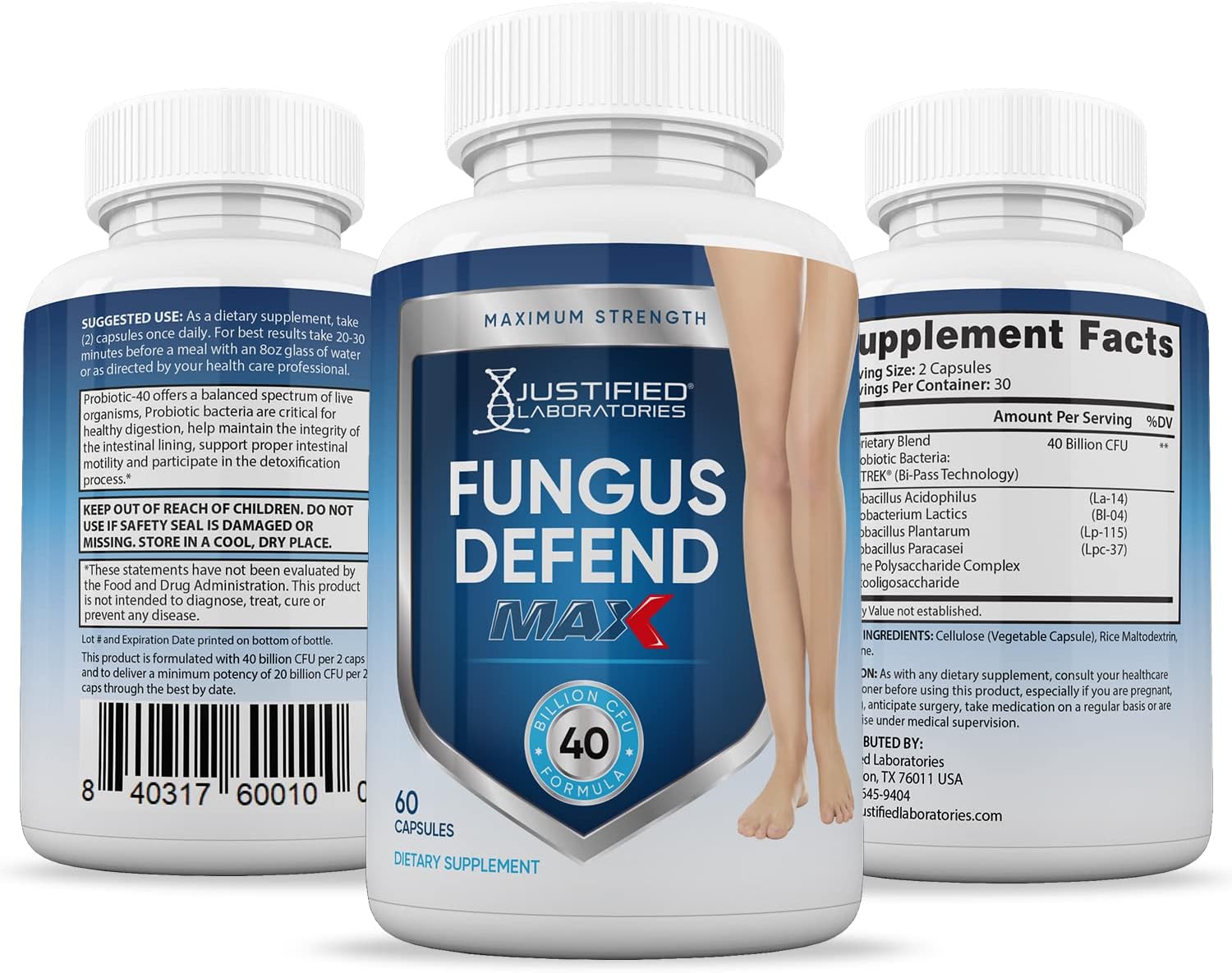 Justified Laboratories Fungus Defend Max Probiótico 40 Mil Millones UFC 60 Cápsulas