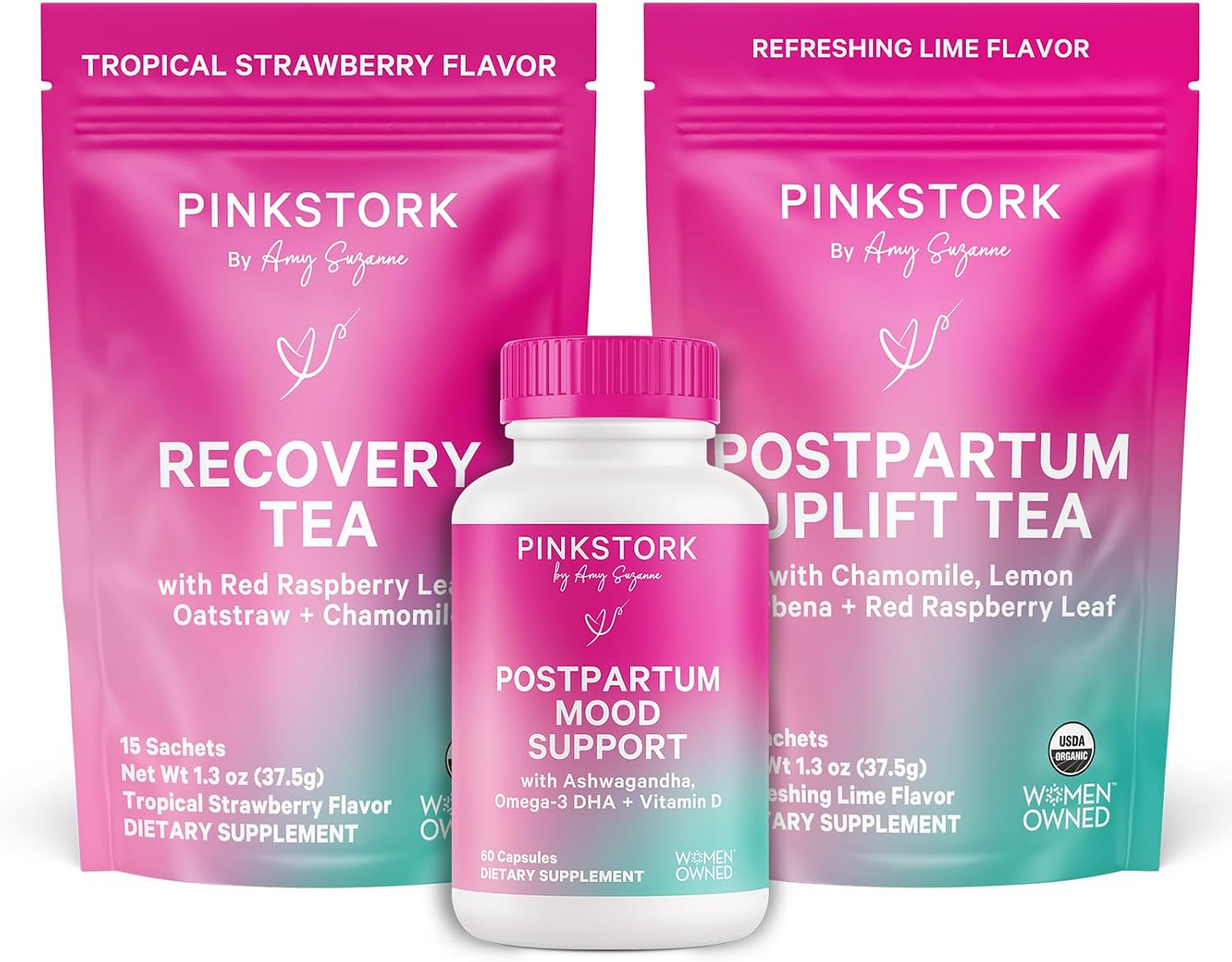 Pink Stork Postpartum Essentials Kit – Vitaminas y Tés Orgánicos para el Posparto