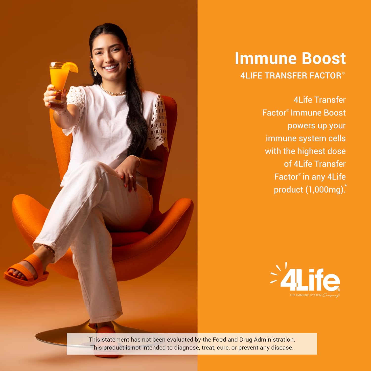 4Life Transfer Factor Immune Boost Mezcla para Bebida Sabor Naranja, 5 Sobres