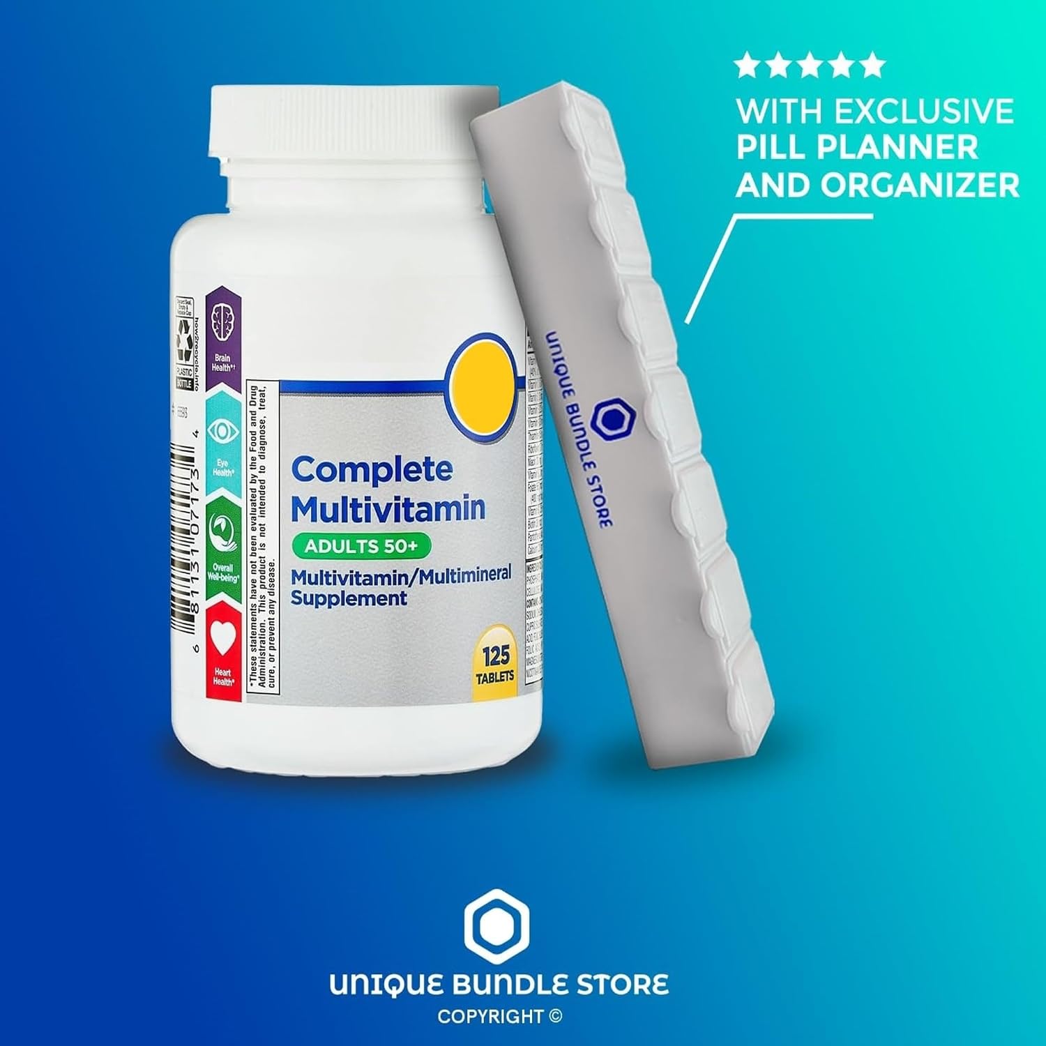 Equate Complete Multivitamin para Adultos 50+ - 125 Comprimidos + Pastillero