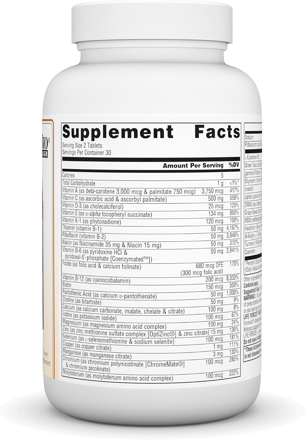 Source Naturals Life Force Multiple Daily Multivitamin without Iron, 60 Tablets