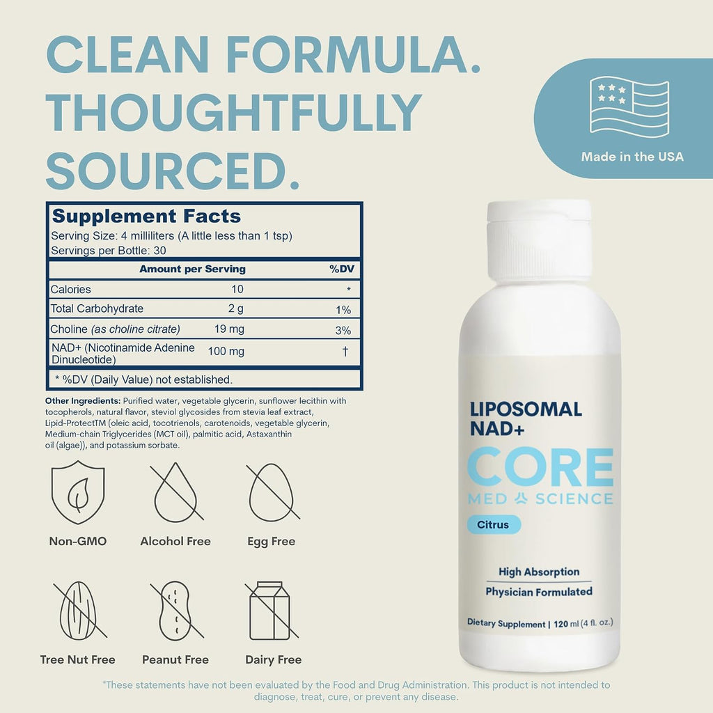 Core Med Science NAD+ Liposomal Liquid - 100mg (118ml) | 30 Servings
