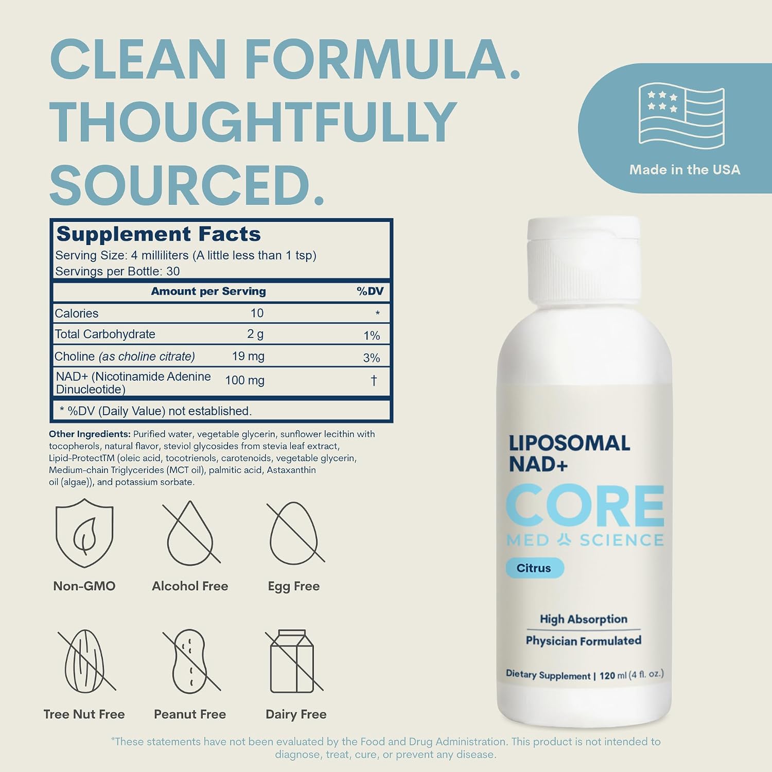 Core Med Science NAD+ Liposomal Liquid - 100mg (118ml) | 30 Servings