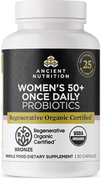 Ancient Nutrition Probióticos para Mujeres 50+ - Certified Organic Regenerative - 25 Billion CFUs - 30 Cápsulas