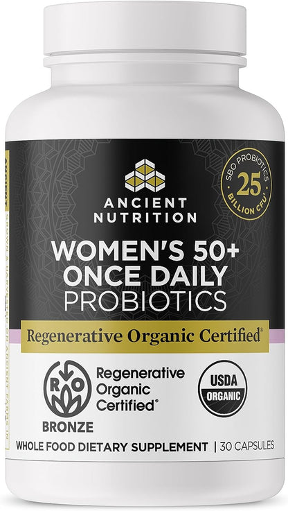 Ancient Nutrition Probióticos para Mujeres 50+ - Certified Organic Regenerative - 25 Billion CFUs - 30 Cápsulas – Image 1